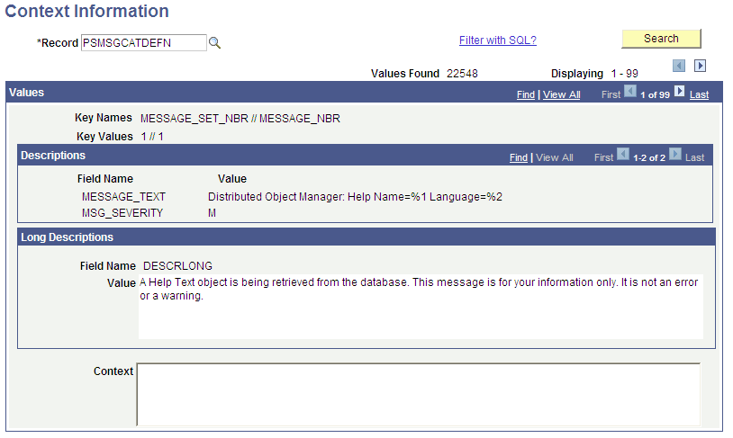 Context Information page