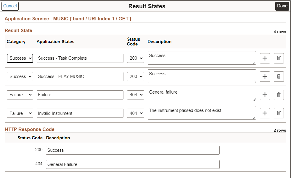 Result States page