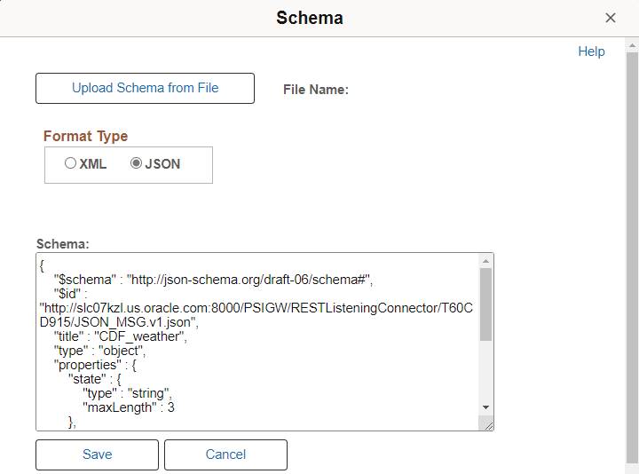 Edit Schema page
