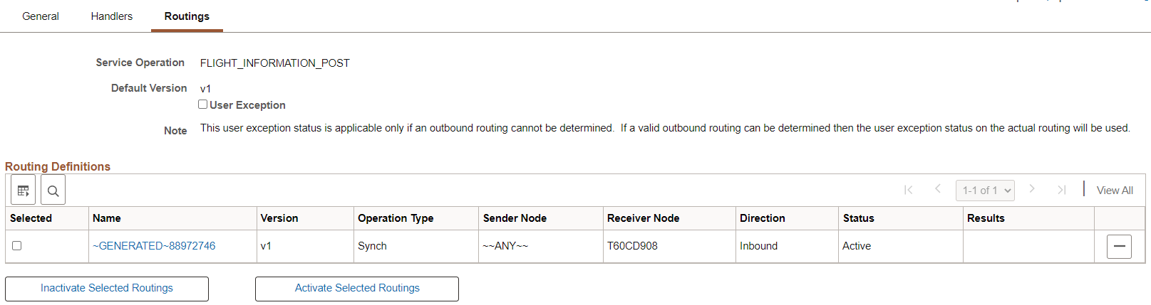 Routings page