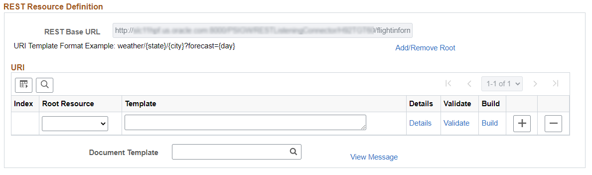 REST Resource Definition section for Open API REST Service
