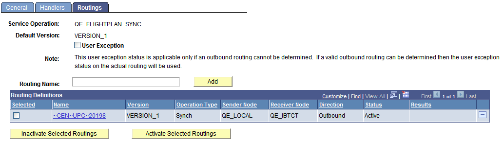 Service Operations - Routings page