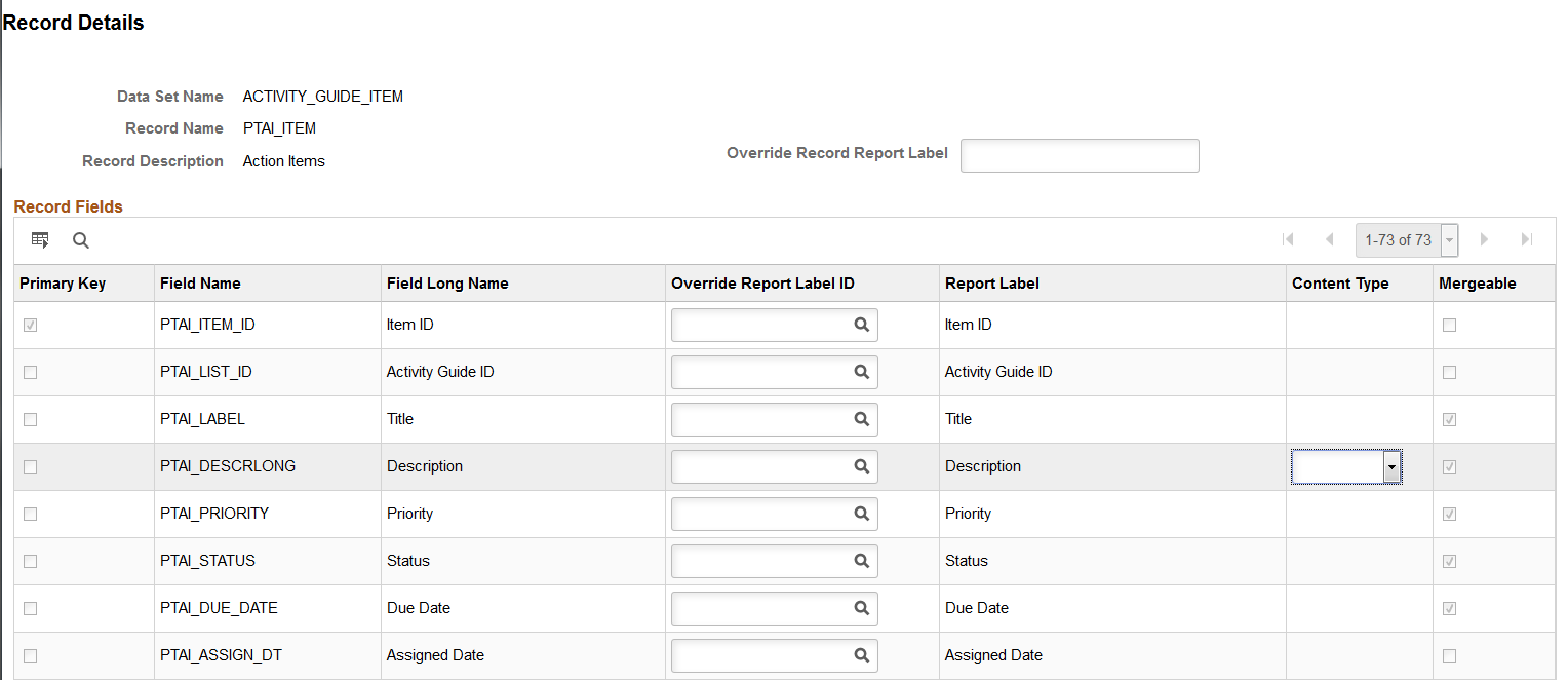 Record Details page