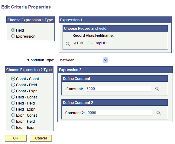 Edit Criteria Properties page