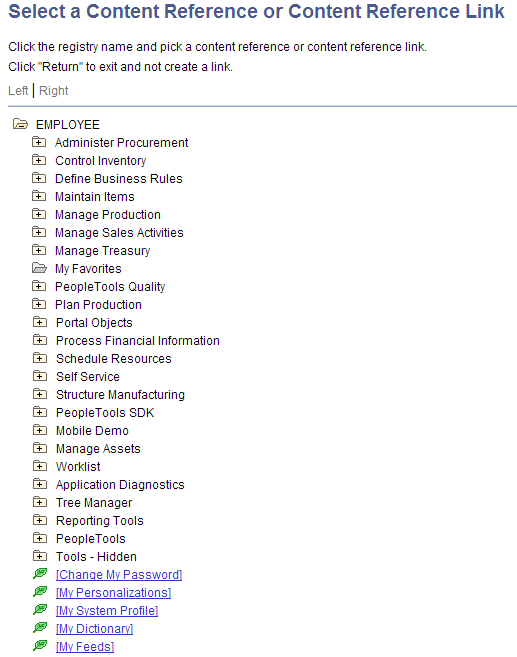 Select a Content Reference or Content Reference Link page