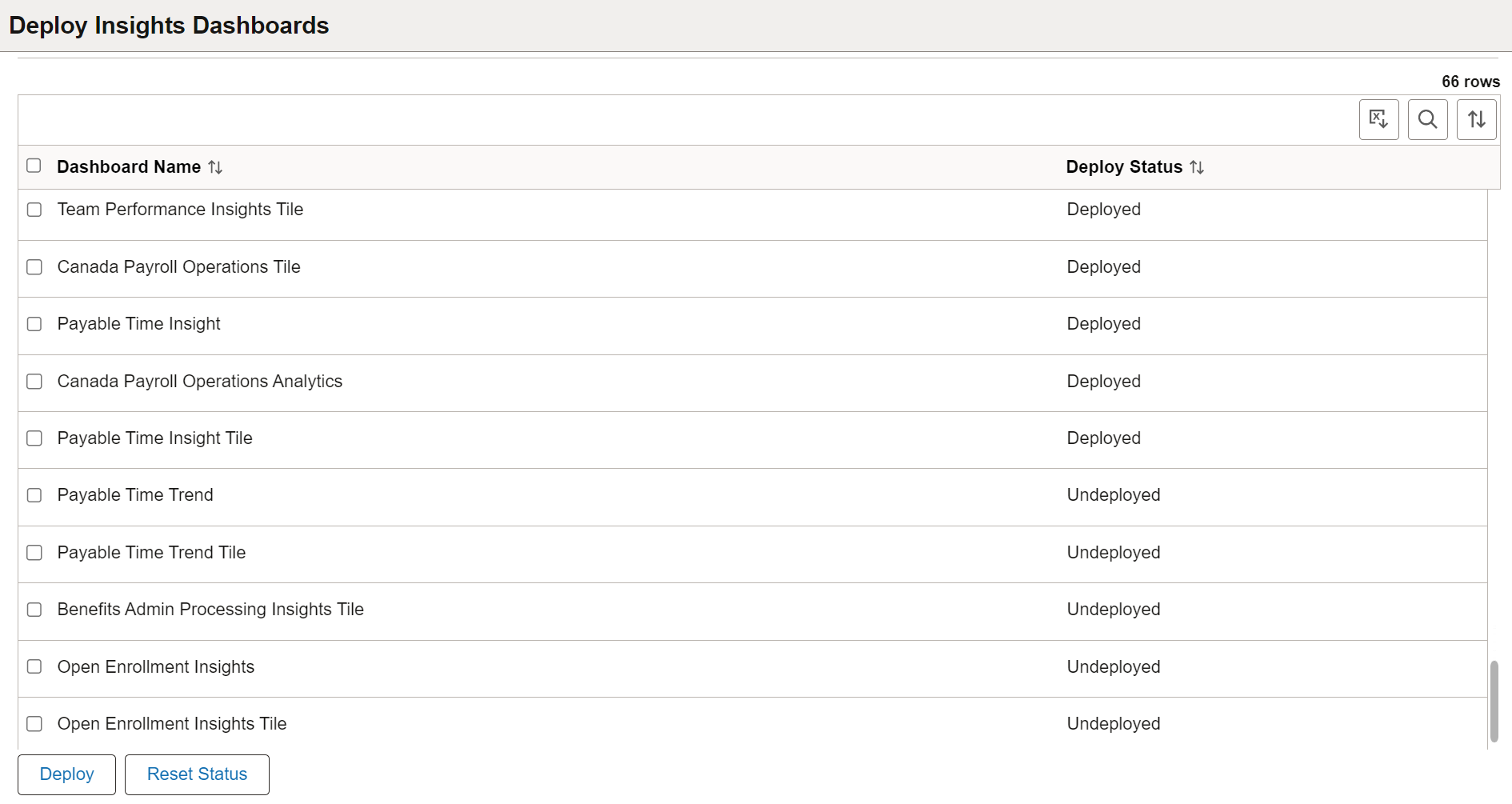 Deploy Insights Dashboards page