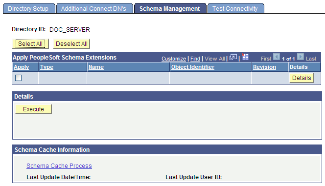 Configure Directory - Schema Management page