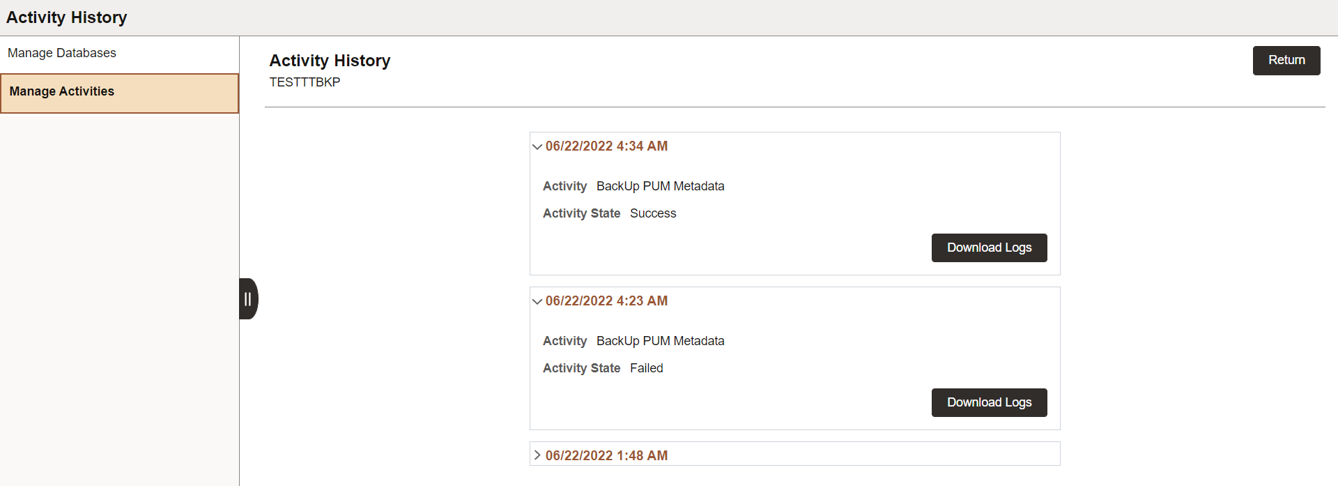Activity History